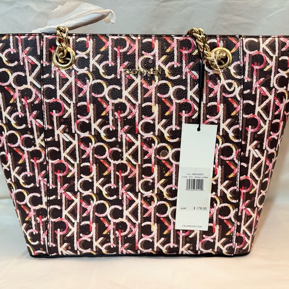Calvin Klein Handbags - Calvin Klein Signature Pattern Tote in Black and Pink
